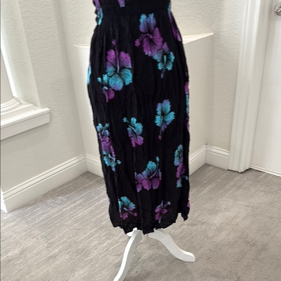 Floral Halter Neck Black Swimsuit Cover Up Dress - Picture 4 of 5